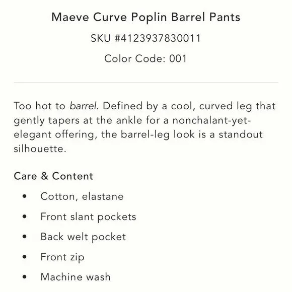Anthropologie Maeve Curve Poplin Barrel Pants - Picture 5 of 5
